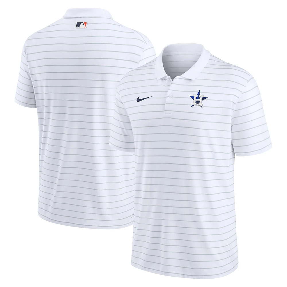 Polo Nike Houston Astros Authentic Collection Victory Performance rayé pour homme - Blanc