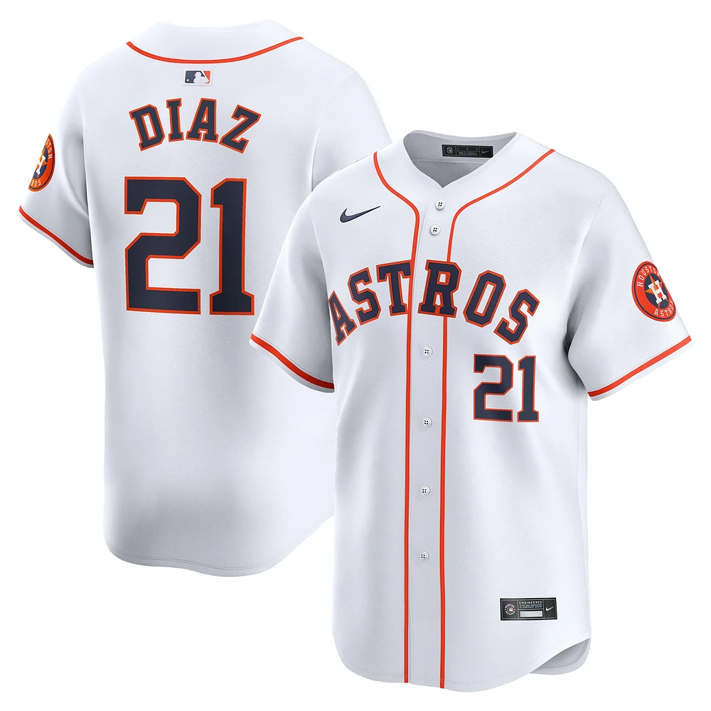 Maillot de joueur Nike Yainer Diaz pour hommes, blanc, Houston Astros Home Limited Player