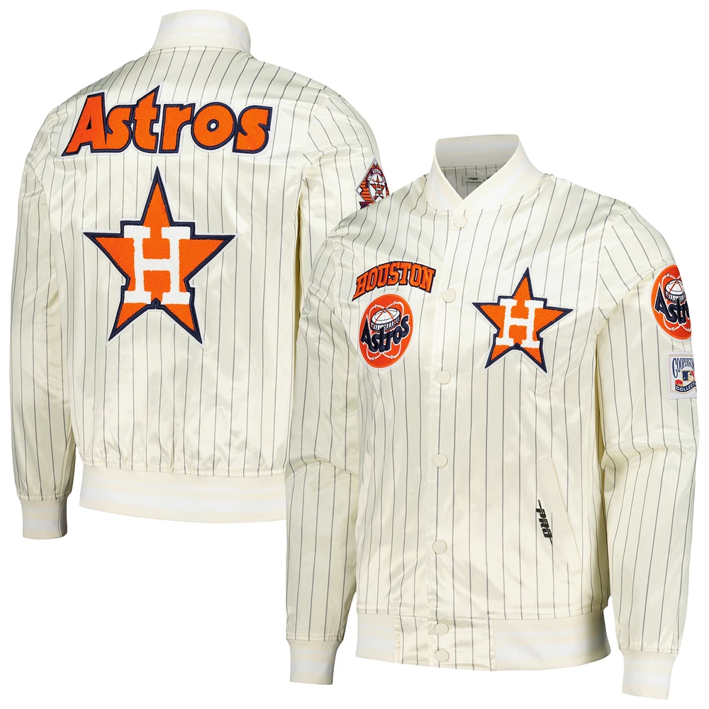 Veste Pro Standard crème pour hommes Houston Astros Cooperstown Collection Pinstripe Retro Classic Satin Full-Snap Jacket