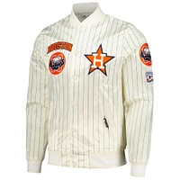 Men's Pro Standard Cream Houston Astros Cooperstown Collection Pinstripe Retro Classic Satin Full-Snap Jacket