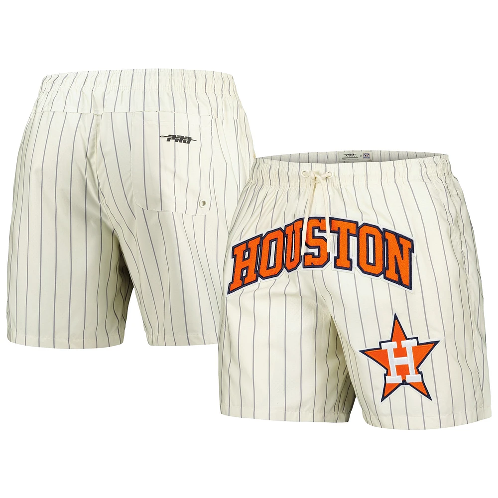 Short tissé classique rétro crème Pro Standard Houston Astros à fines rayures pour hommes