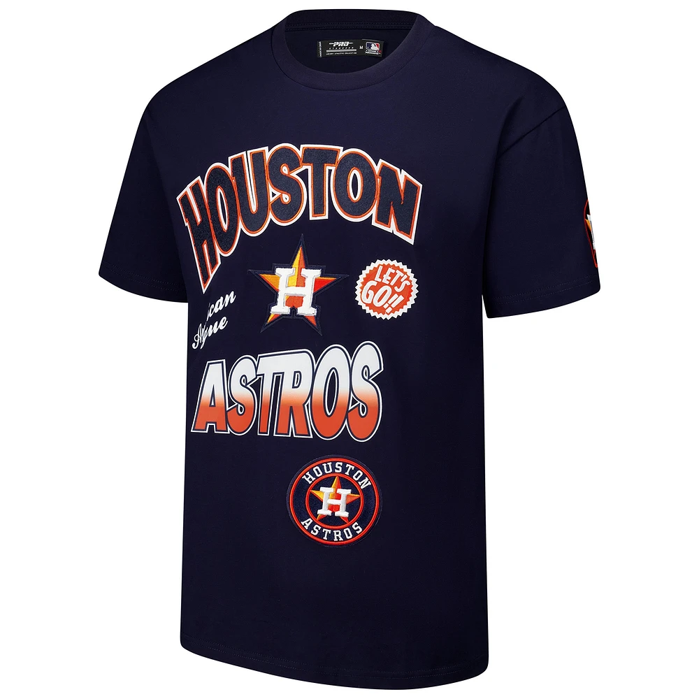 Men's Pro Standard Navy Houston Astros Turn It Up Dropped Shoulder T-Shirt