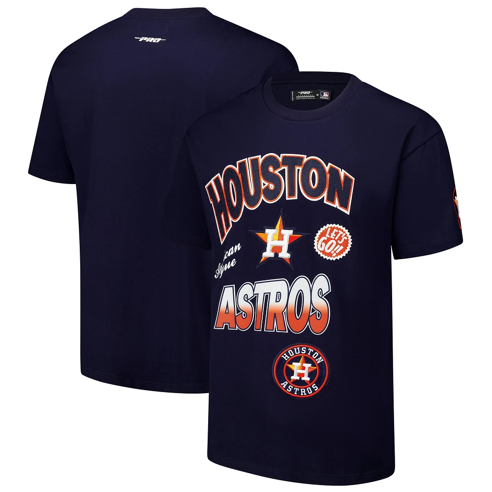 Men's Pro Standard Navy Houston Astros Turn It Up Dropped Shoulder T-Shirt