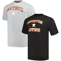 T-Shirt pour homme Profile noir/gris chiné Houston Astros Big & Tall Combo Pack