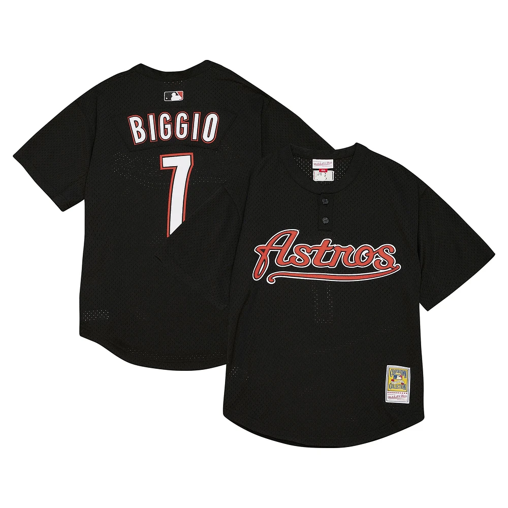 Profil pour hommes Craig Biggio Noir Houston Astros Big & Tall Cooperstown Collection Maillot d'entraînement au bâton en maille