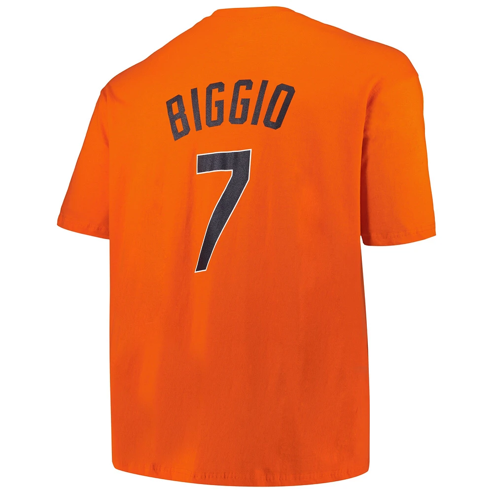 Profil pour homme Craig Biggio Orange Houston Astros Big & Tall Cooperstown Collection Nom et numéro du joueur T-shirt