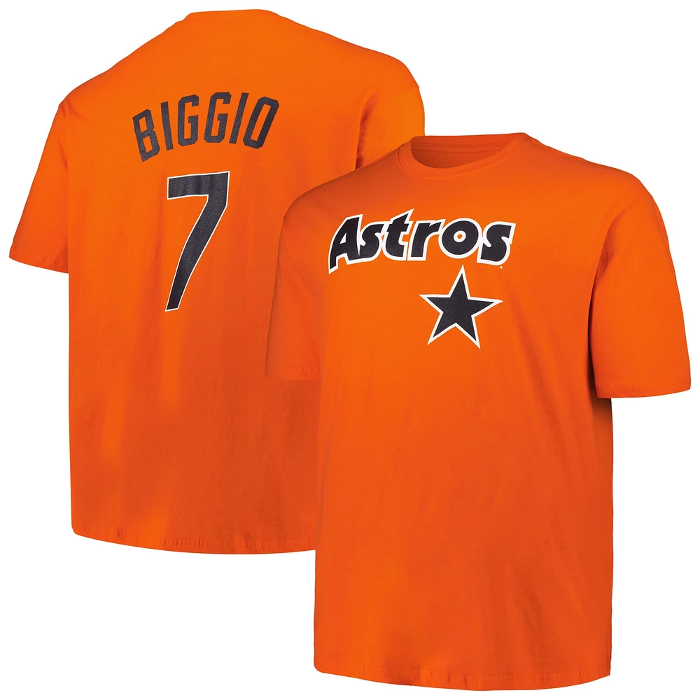 Profil pour homme Craig Biggio Orange Houston Astros Big & Tall Cooperstown Collection Nom et numéro du joueur T-shirt