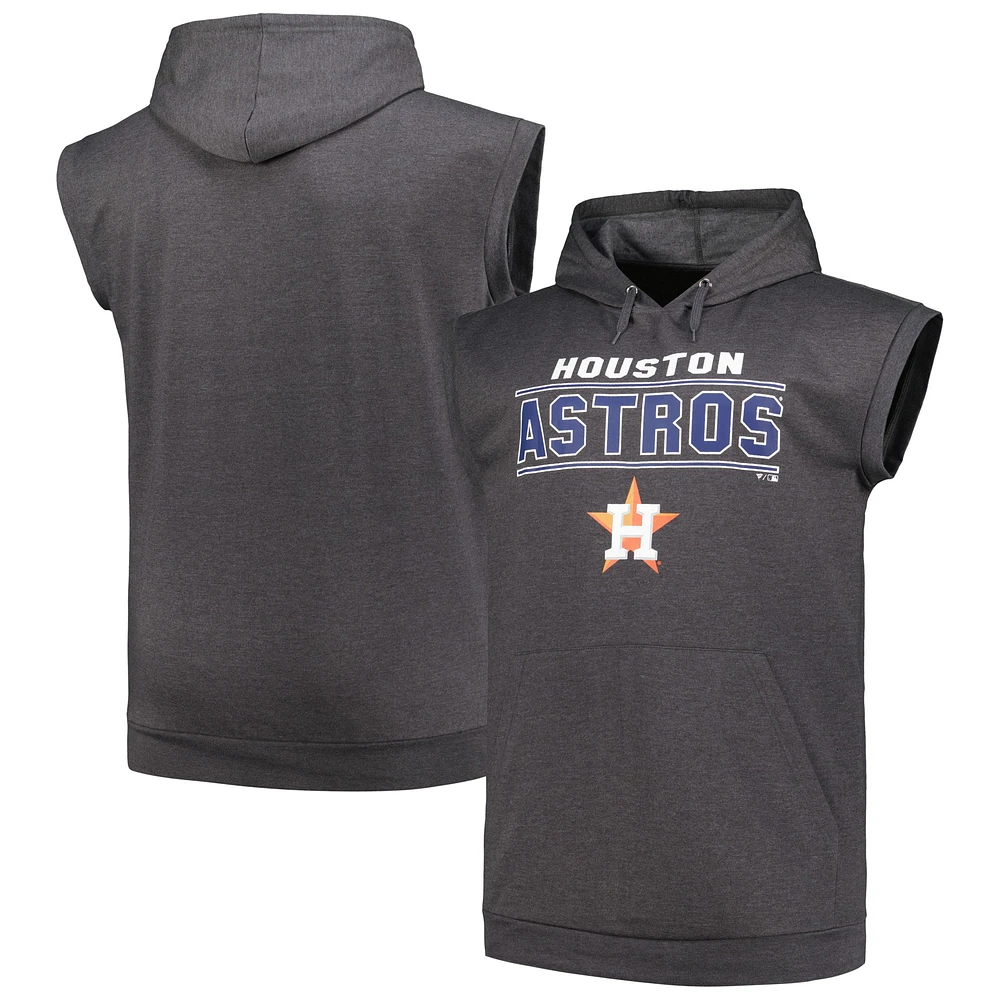 Men's Profile Heather Charcoal Houston Astros Big & Tall Muscle Sleeveless Pullover Hoodie