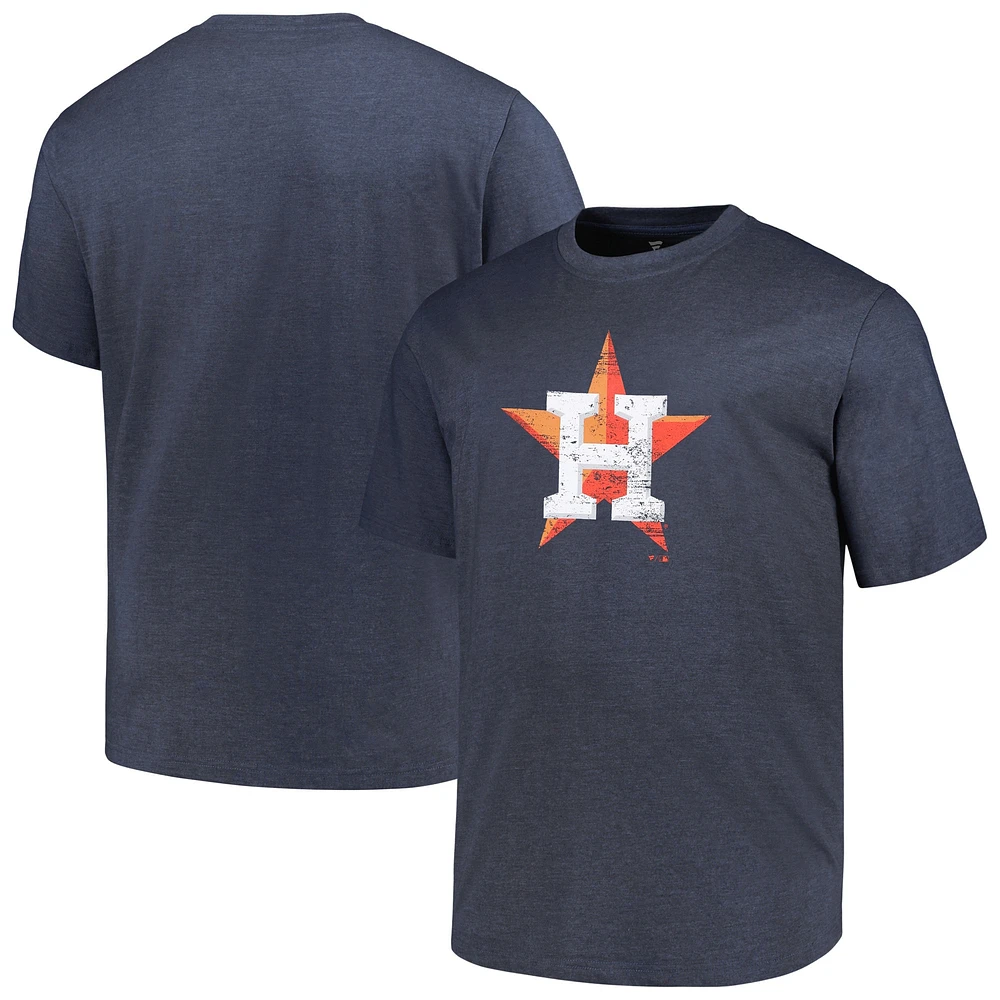 T-shirt pour hommes Profile Heather Navy Houston Astros Big & Tall avec logo vieilli