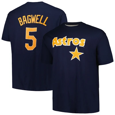 Profil pour homme Jeff Bagwell Navy Houston Astros Big & Tall Cooperstown Collection Nom et numéro du joueur T-shirt