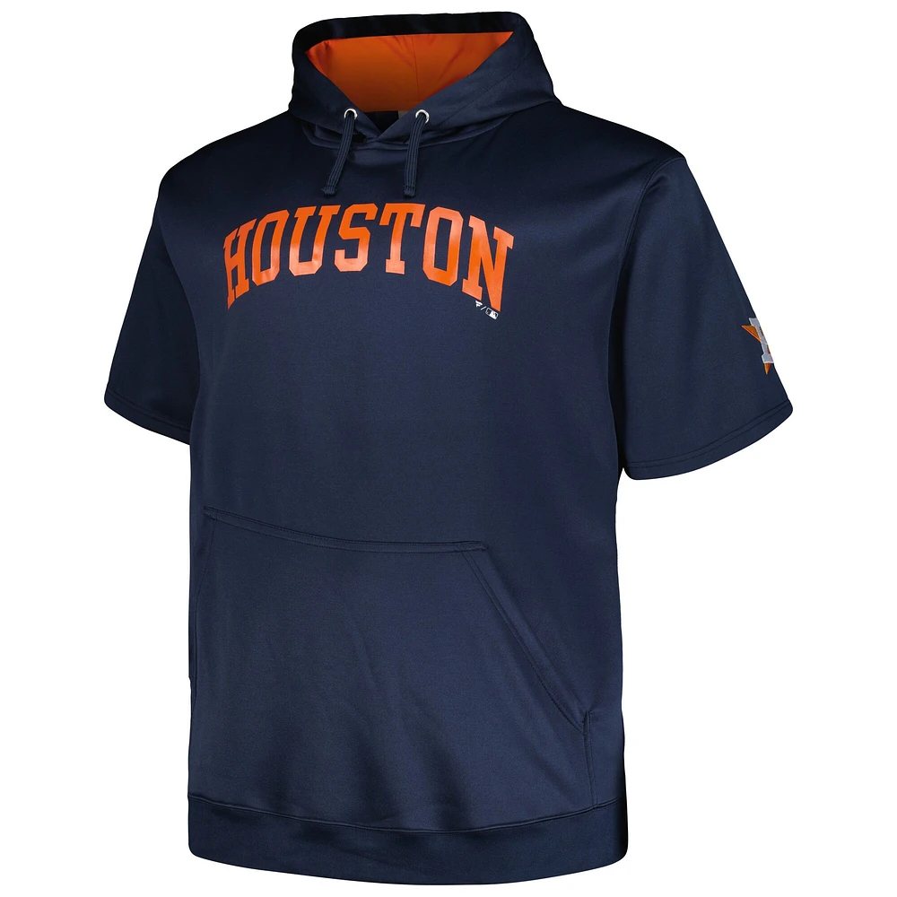 Sweat à capuche manches courtes contrastées Profile Houston Astros Big & Tall pour homme, bleu marine