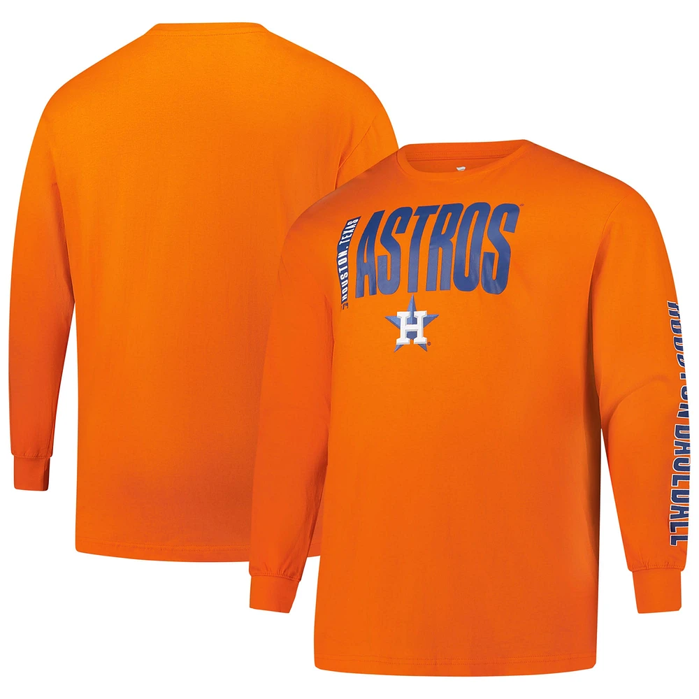 Men's Profile Orange Houston Astros Big & Tall Two-Hit Long Sleeve T-Shirt