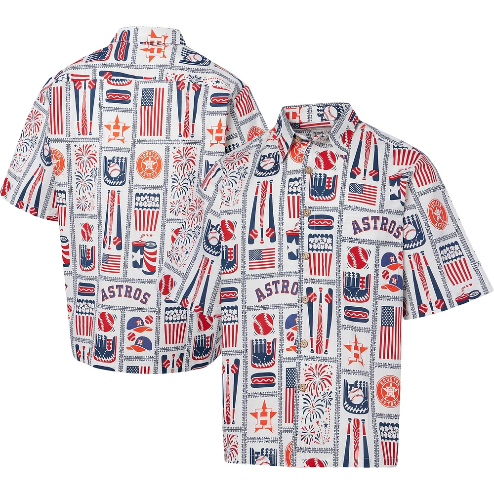 Chemise boutonnée Reyn Spooner Houston Astros Americana pour homme, blanche