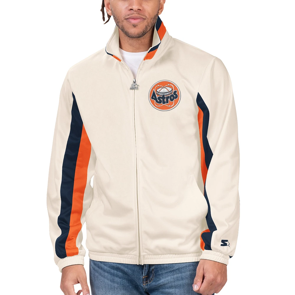 Veste de survêtement entièrement zippée Starter Cream Houston Astros Rebound Cooperstown Collection pour hommes