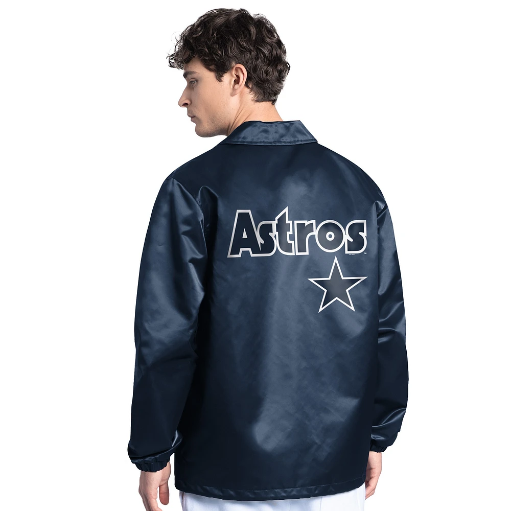 Veste d'entraîneur à boutons-pression pour homme, bleu marine, des Astros de Houston