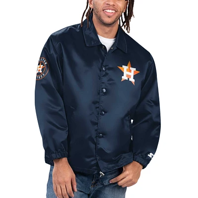 Veste à bouton-pression en satin pour hommes Starter Navy Houston Astros Option Route