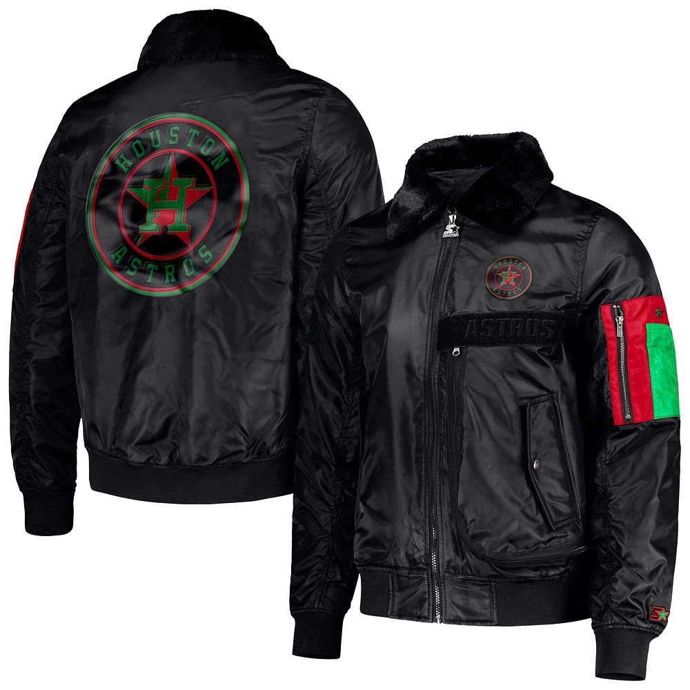 Veste Starter x Ty Mopkins noire pour homme Houston Astros Black History Month Satin Full-Zip Jacket