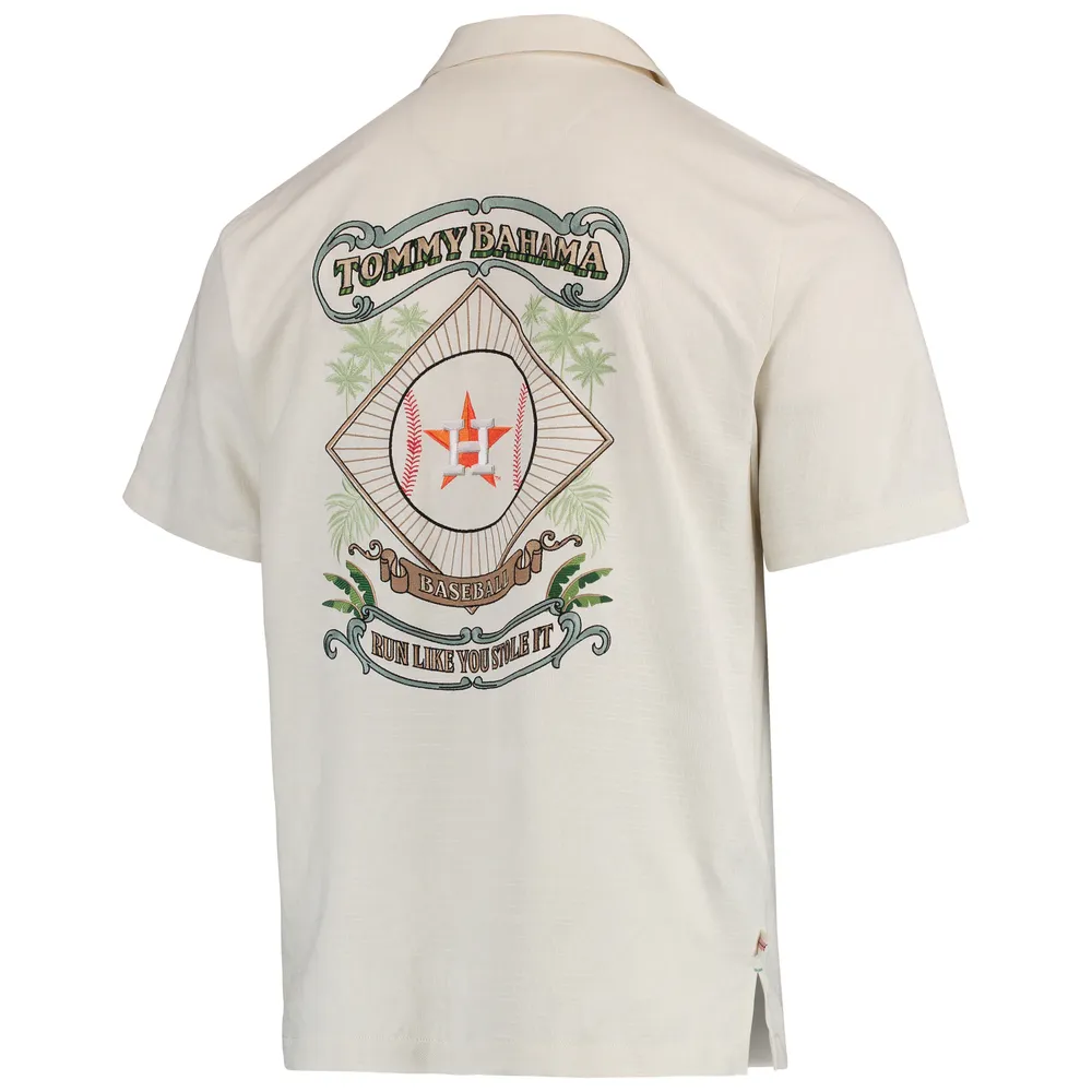 Tommy Bahama Men's Tommy Bahama Cream Houston Astros Baseball Camp  Button-Up Shirt