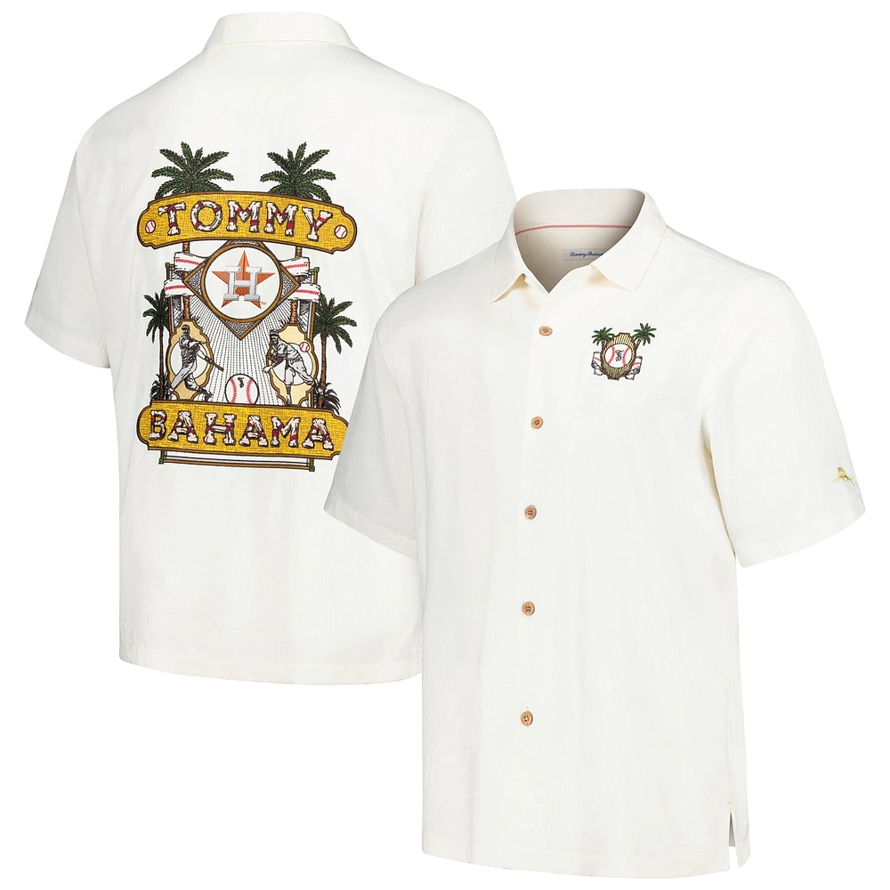 Chemise de camp boutonnée Paradiso du lanceur Tommy Bahama blanche des Astros Houston pour hommes