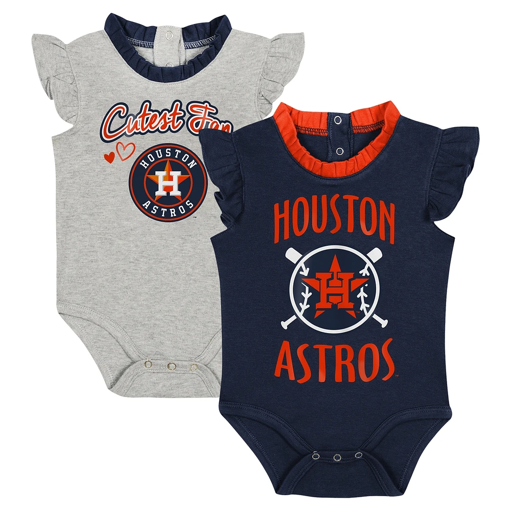 Newborn & Infant Fanatics Navy/Gray Houston Astros Two-Pack Fan Bodysuit Set