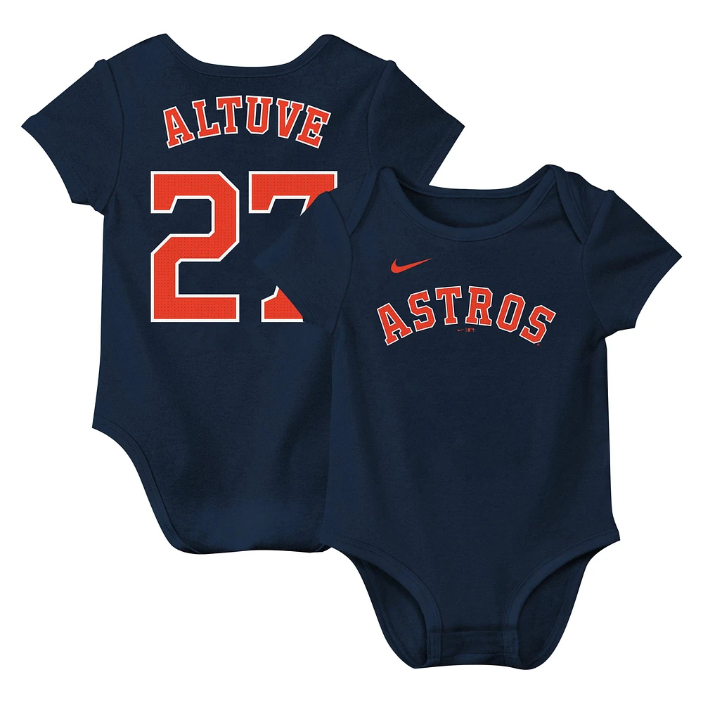 Body Nike Jose Altuve Houston Astros Fuse avec nom et numéro pour nouveau-né nourrisson, bleu marine