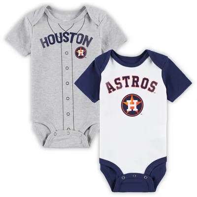 Houston Astros Newborn & Infant Little Slugger Two-Pack Bodysuit Set - White/Heather Gray
