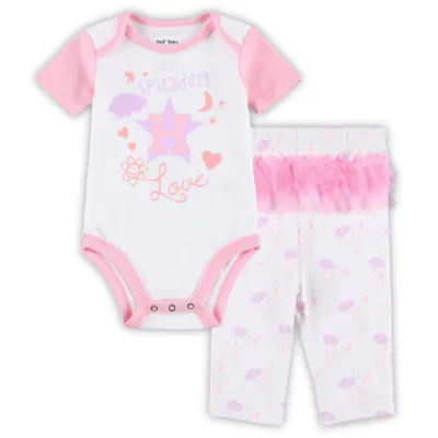 Houston Astros Newborn & Infant Spreading Love Bodysuit Tutu with Leggings Set - White/Pink