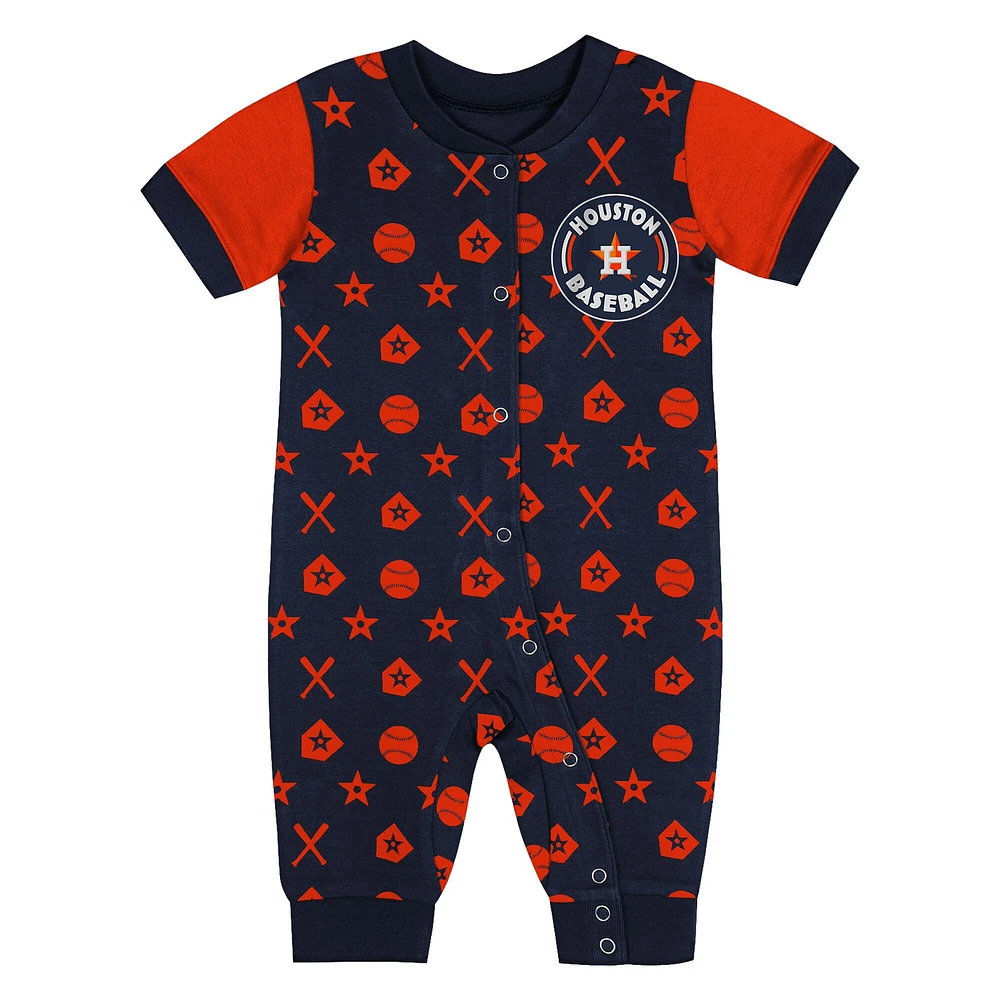 Newborn  Navy Houston Astros Hard 90 Coveralls