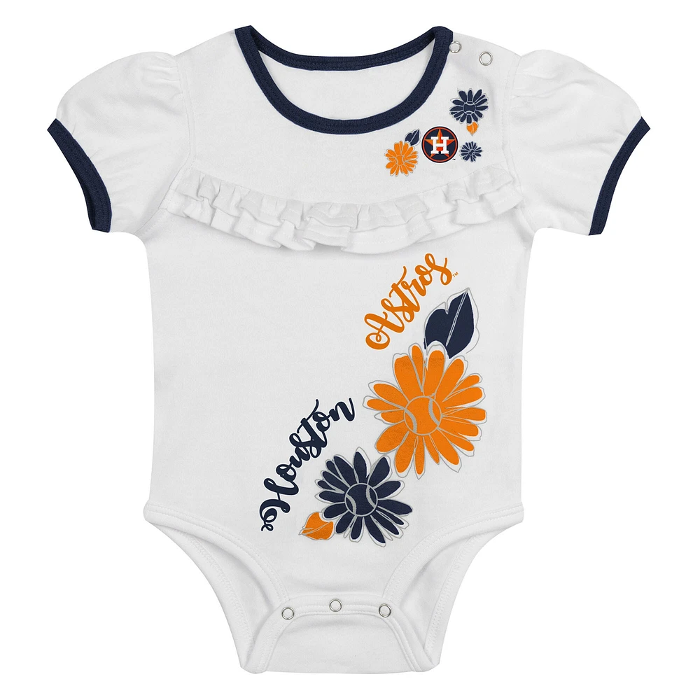 Ensemble 3 pièces pour nouveau-né Houston Astros Sweet Catcher, body, bandeau et jupe blanc/bleu marine