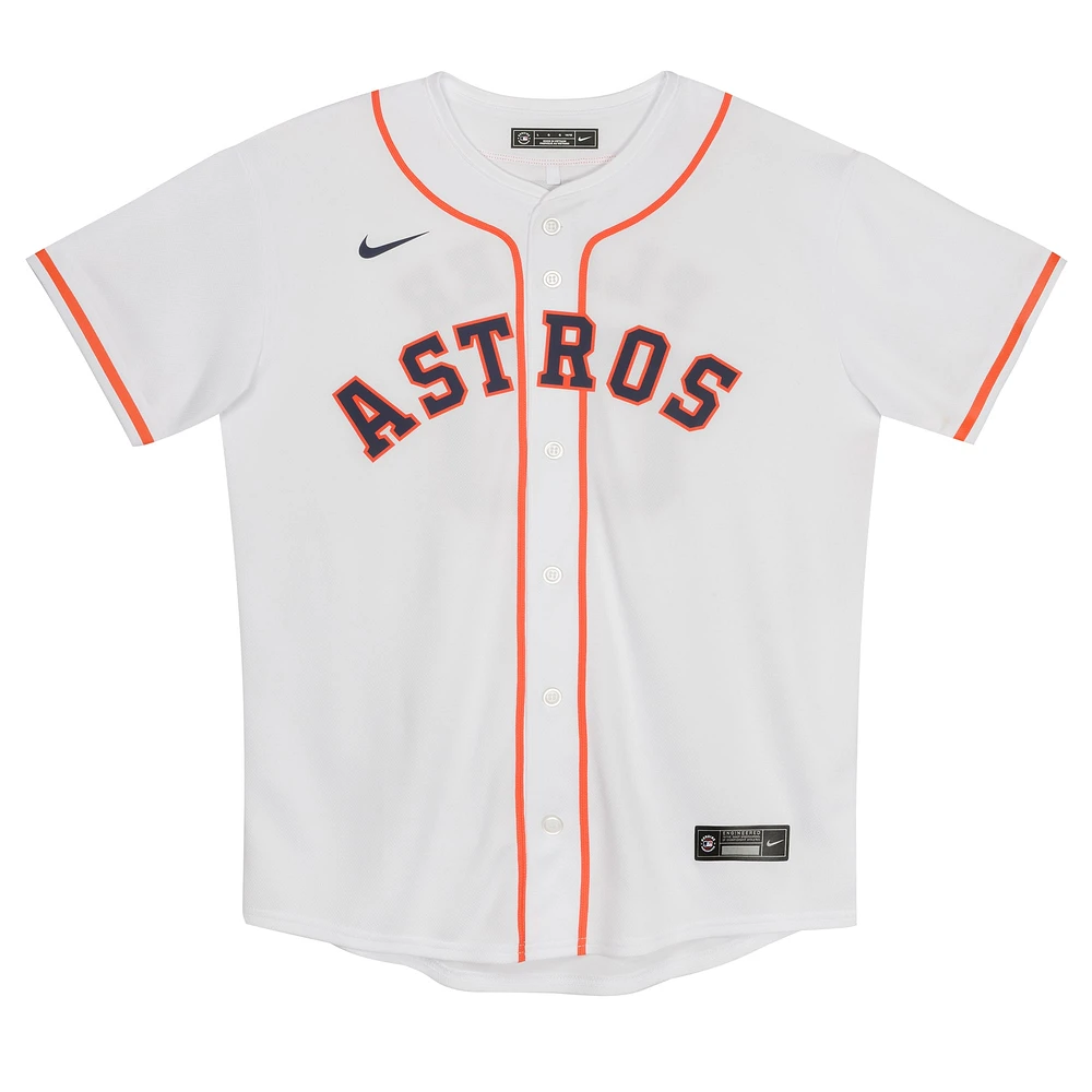 Maillot de match à domicile des Astros Houston Nike blanc pour enfants d'âge préscolaire