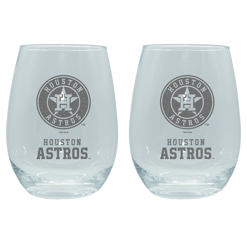 The Memory Company Houston Astros 2-Pack 15oz. Stemless Wine Glass Set