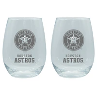 The Memory Company Houston Astros 2-Pack 15oz. Stemless Wine Glass Set