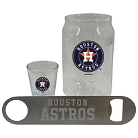 The Memory Company Houston Astros Three-Pack Beer Glass, 2oz. Shot Glass & Bottle Opener Set