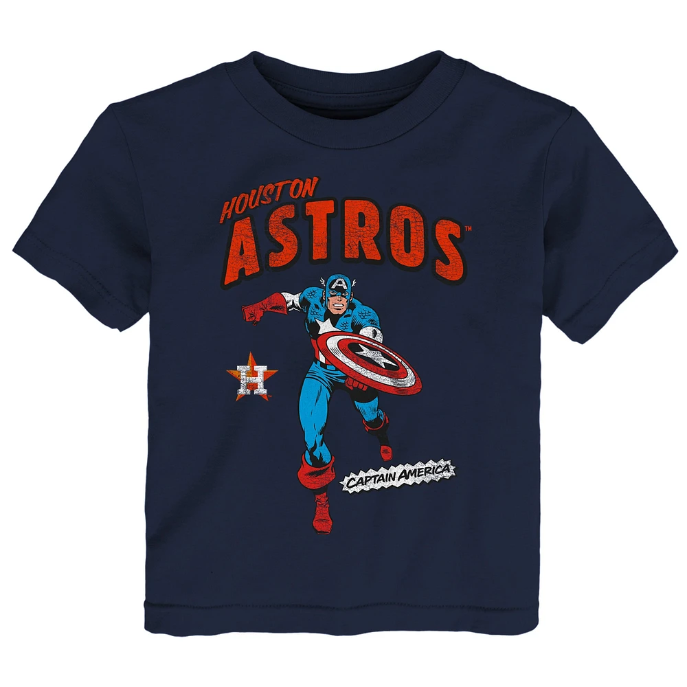 T-shirt Captain America Marvel de l'équipe des Astros Houston pour tout-petits, bleu marine