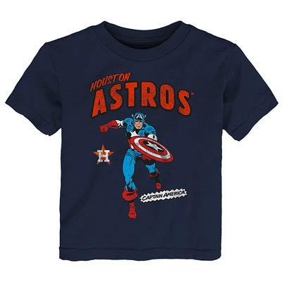 T-shirt Captain America Marvel de l'équipe des Astros Houston pour tout-petits, bleu marine