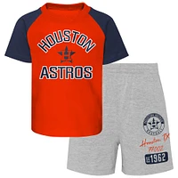 Ensemble de t-shirt et short raglan pour tout-petit orange/gris chiné Houston Astros Groundout Baller