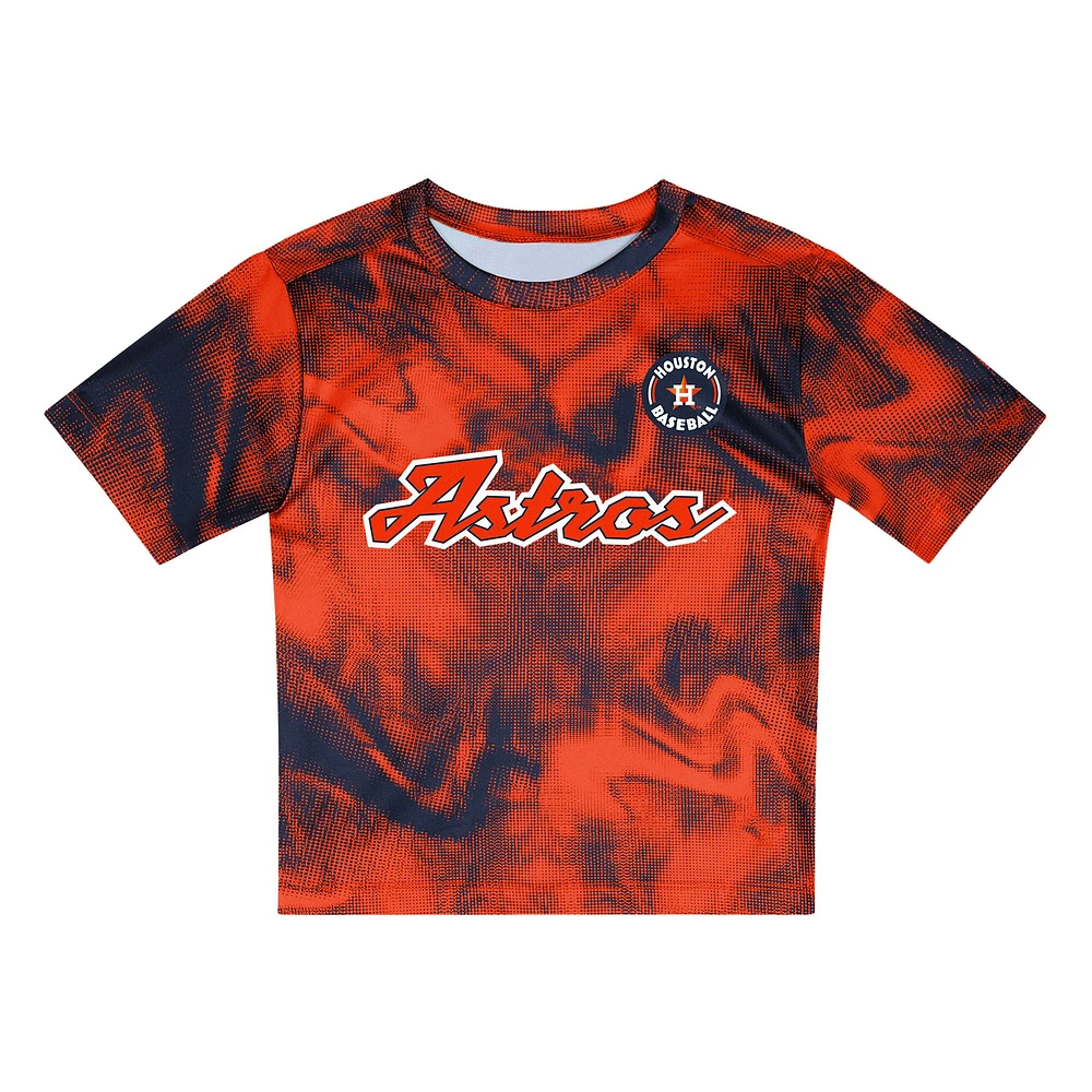 Ensemble t-shirt et short de frappeur champ intérieur orange/bleu marine pour tout-petit des Astros Houston