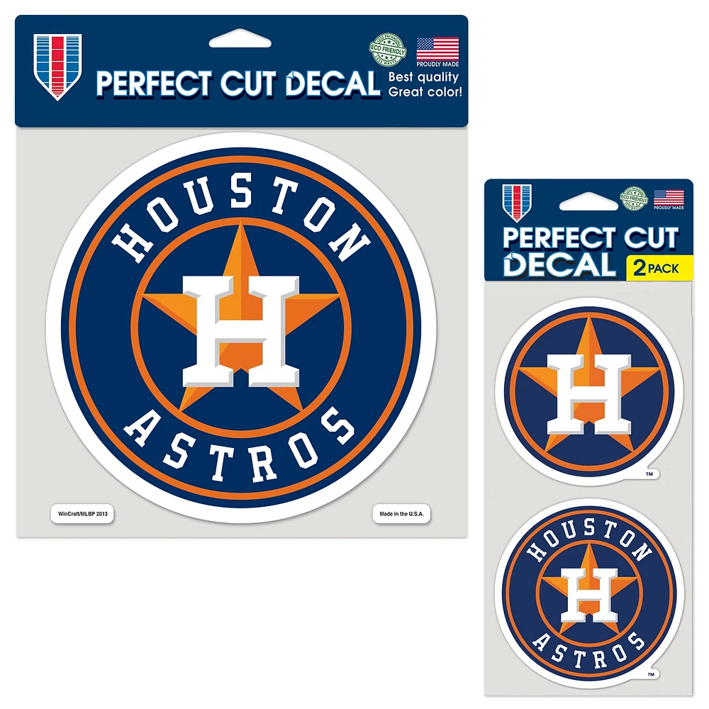 Lot de trois feuilles de décalcomanies WinCraft Houston Astros Perfect Cut