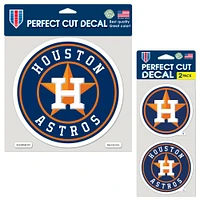 Lot de trois feuilles de décalcomanies WinCraft Houston Astros Perfect Cut