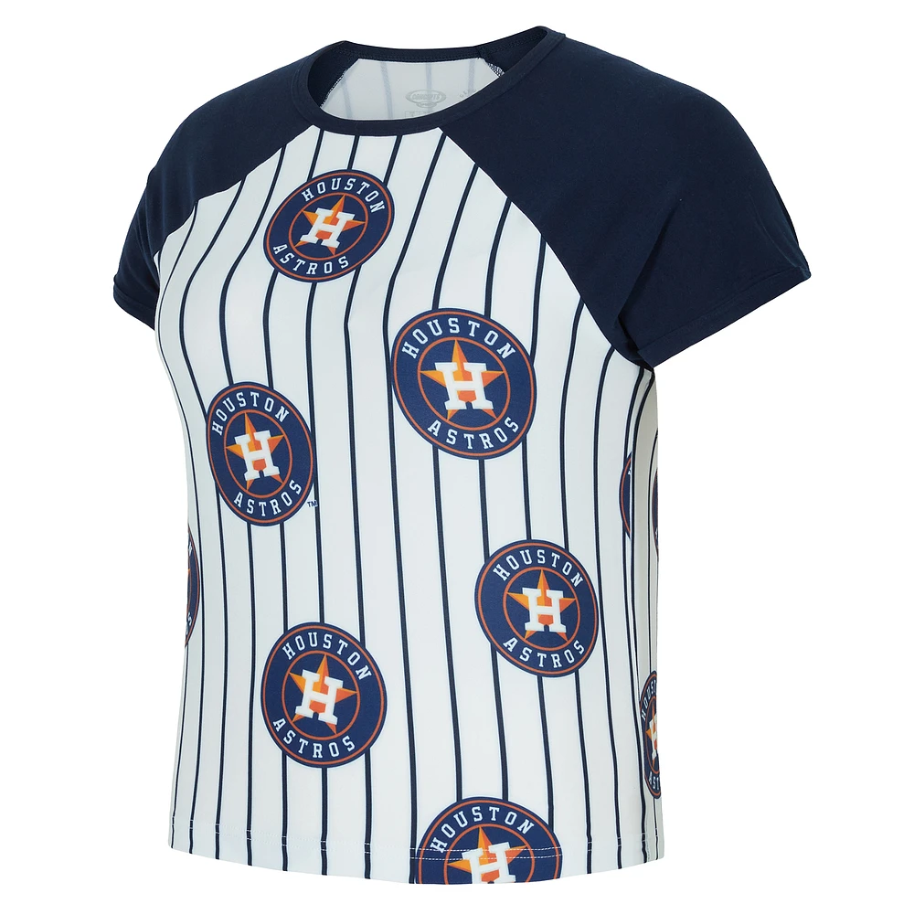 Women's Concepts Sport  White Houston Astros Outbound Pinstripe Raglan T-Shirt