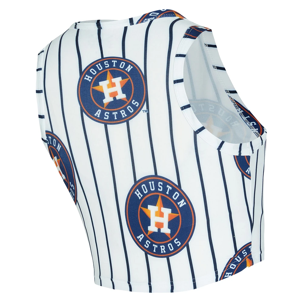 Women's Concepts Sport  White Houston Astros Pinstripe Record Tank & Short Set