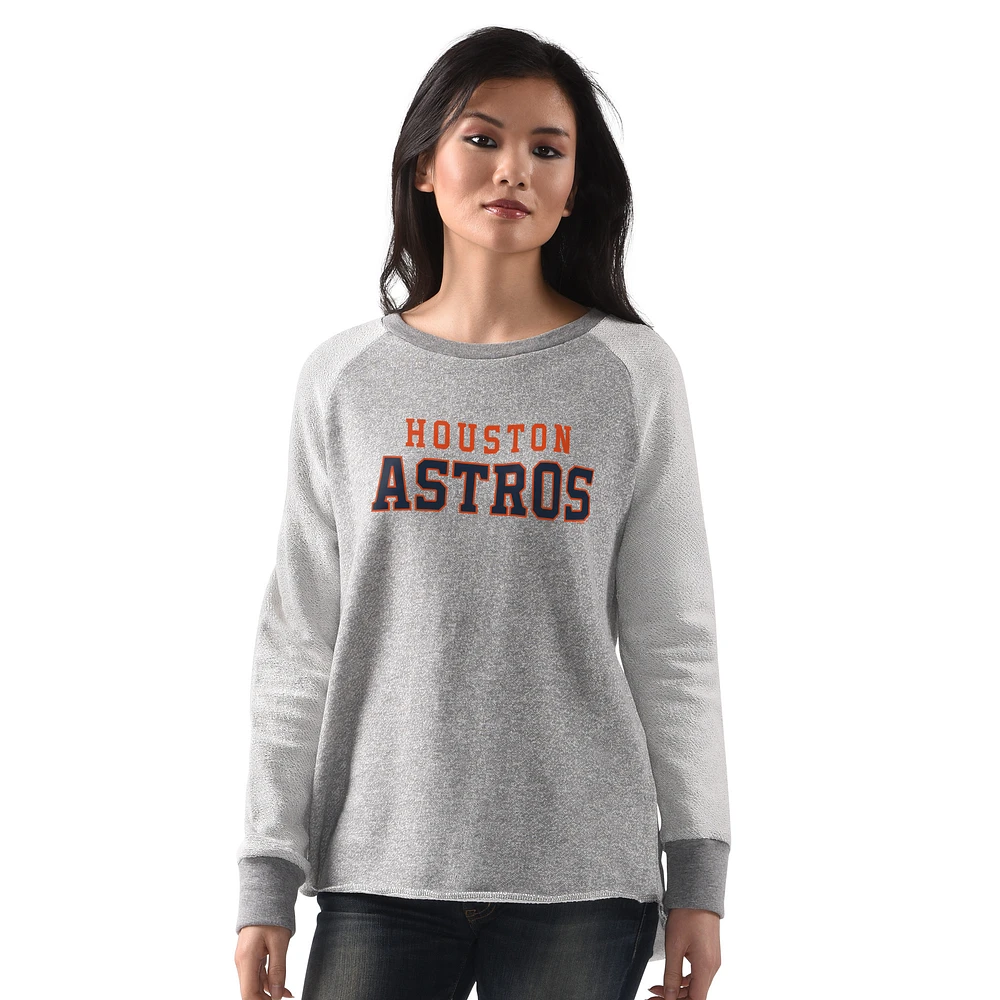 Women's G-III 4Her by Carl Banks Heather Gray Houston Astros Gridiron Raglan Pullover Sweatshirt