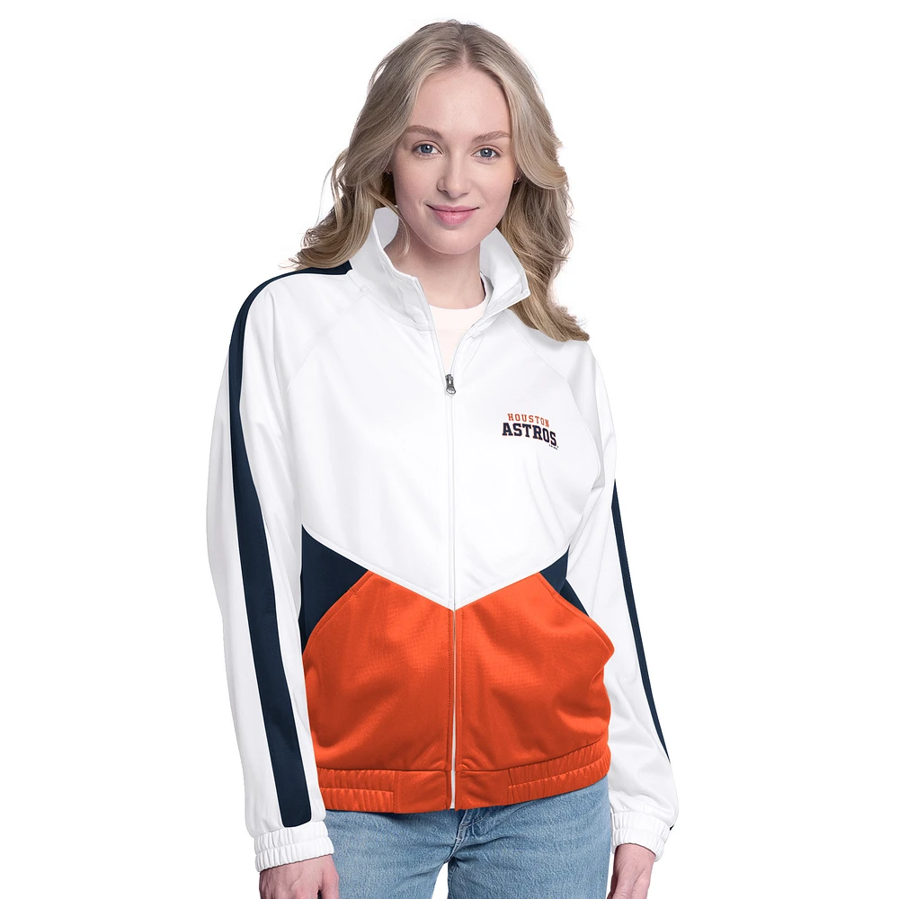Women's G-III Sports by Carl Banks  White/Navy Houston Astros Rally Rhinestone Raglan Full-Zip Track Jacket