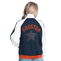 Women's G-III Sports by Carl Banks  White/Navy Houston Astros Rally Rhinestone Raglan Full-Zip Track Jacket