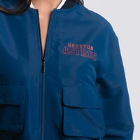 Women's Lusso  Navy Houston Astros Paisley Cropped Full-Zip Jacket