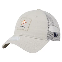 Casquette ajustable 9TWENTY à point carré beige clair des Astros de Houston de New Era pour femme