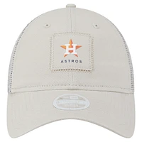 Casquette ajustable 9TWENTY à point carré beige clair des Astros de Houston de New Era pour femme