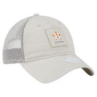 Casquette ajustable 9TWENTY à point carré beige clair des Astros de Houston de New Era pour femme