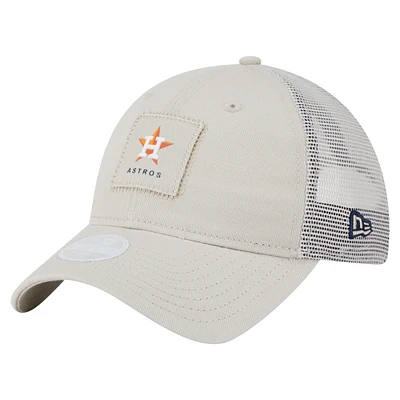 Casquette ajustable 9TWENTY à point carré beige clair des Astros de Houston de New Era pour femme