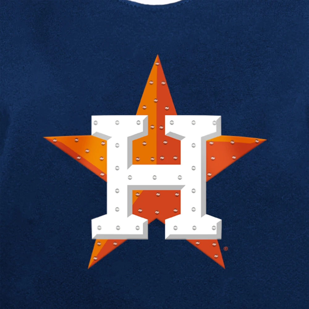 Women's New Era  Navy Houston Astros Game Day Rhinestone V-Neck T-Shirt